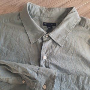 Gap Men's XXL Slim Fit Green Check Button Front Long Sleeve Dress Shirt